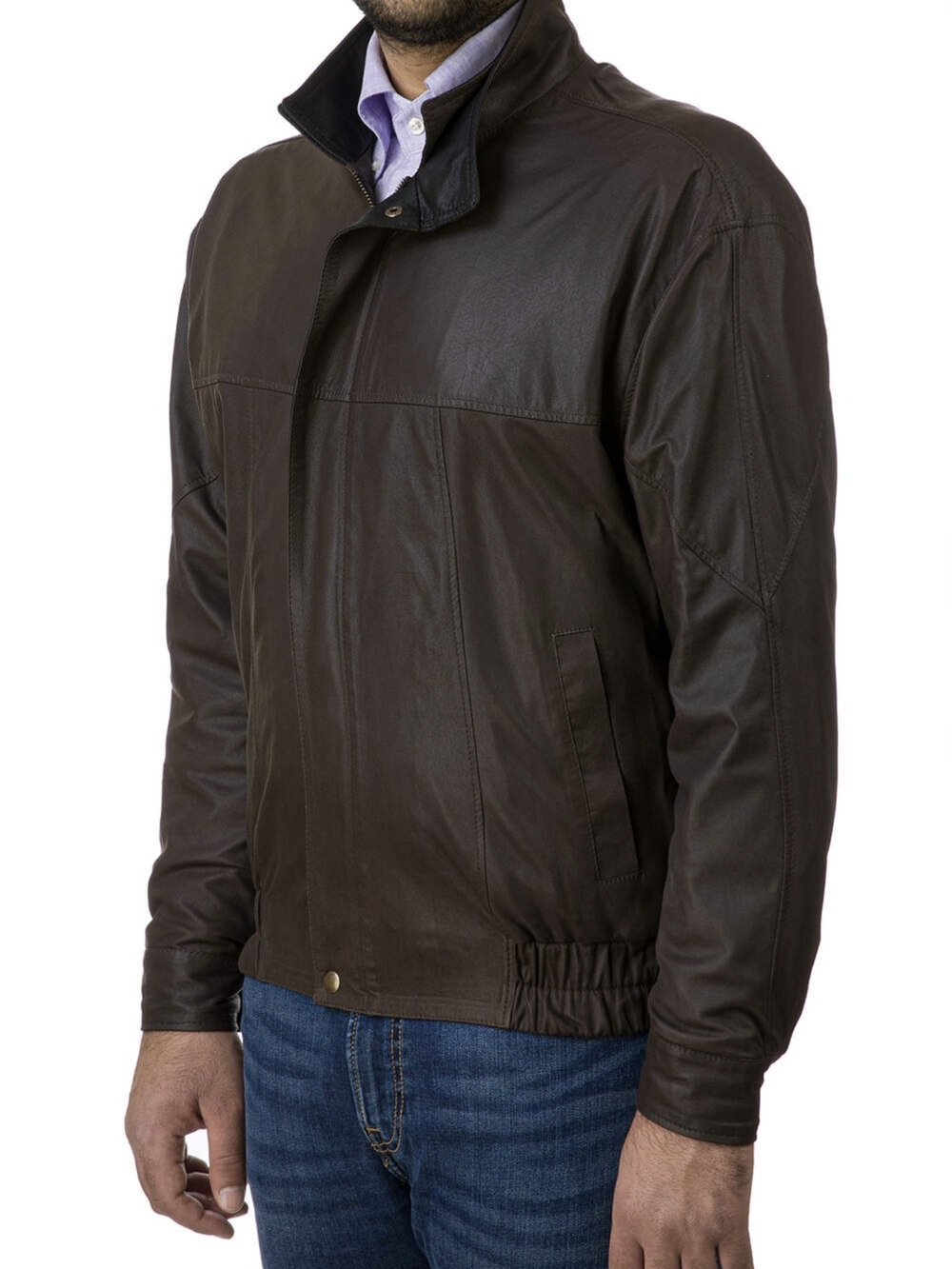 Misuri Firenze Men's Black  Leather Bomber Jacket - Classic Goatskin Leather